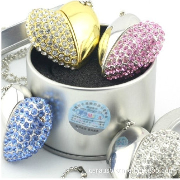 CaraUSB heart-shaped diamond necklace USB disk laser crystal jewelry lovers free custom logo USB flash drives